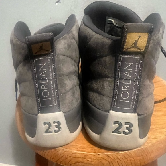 Jordan Black and Gray Athletic Shoes Retro 12 Dark Grey Authentic - Picture 9 of 9